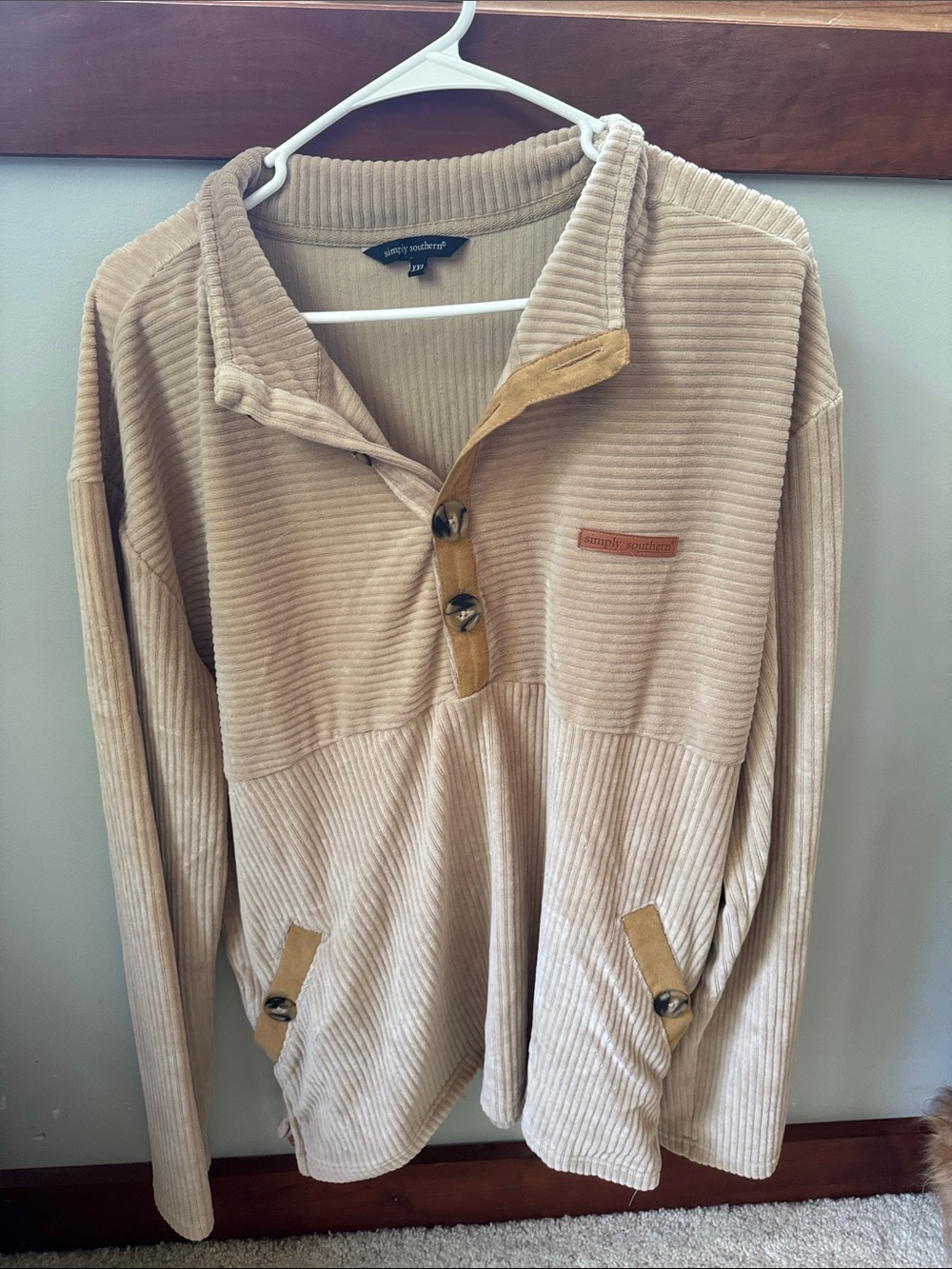 Simply Southern Men's Tan Corduroy Zip-Front Pullover